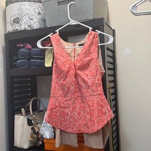 BCBG Maxazria pink peplum top XS